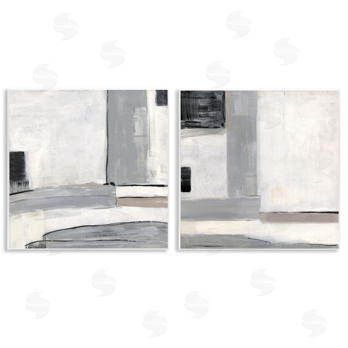 Industrial Abstract Grey Geometric Wood Plaque Wall Art, Home Decor by Sally Swatland