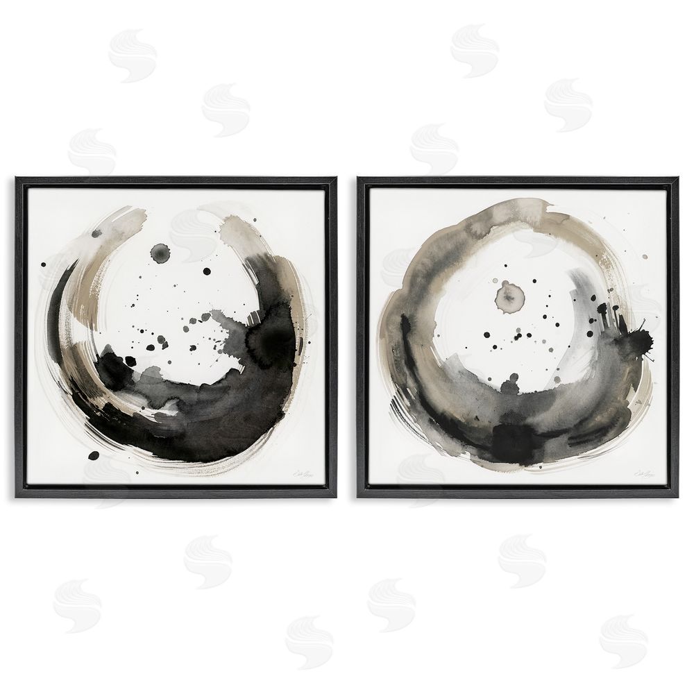 Stella Chang Urban Infinity Abstract Circles Painting Black Floating Frame Canvas Wall Art Print