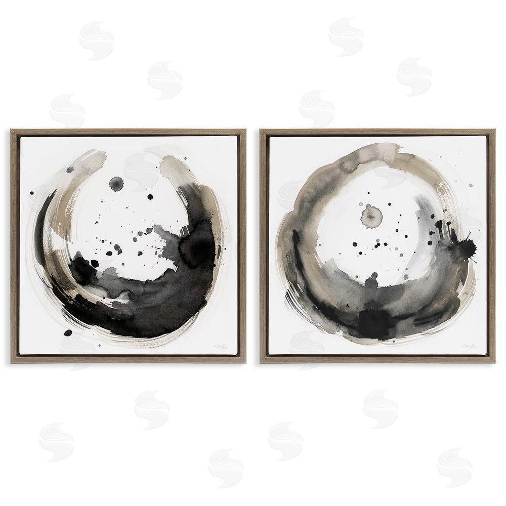 Stella Chang Urban Infinity Abstract Circles Painting Brown Floating Frame Canvas Wall Art Print