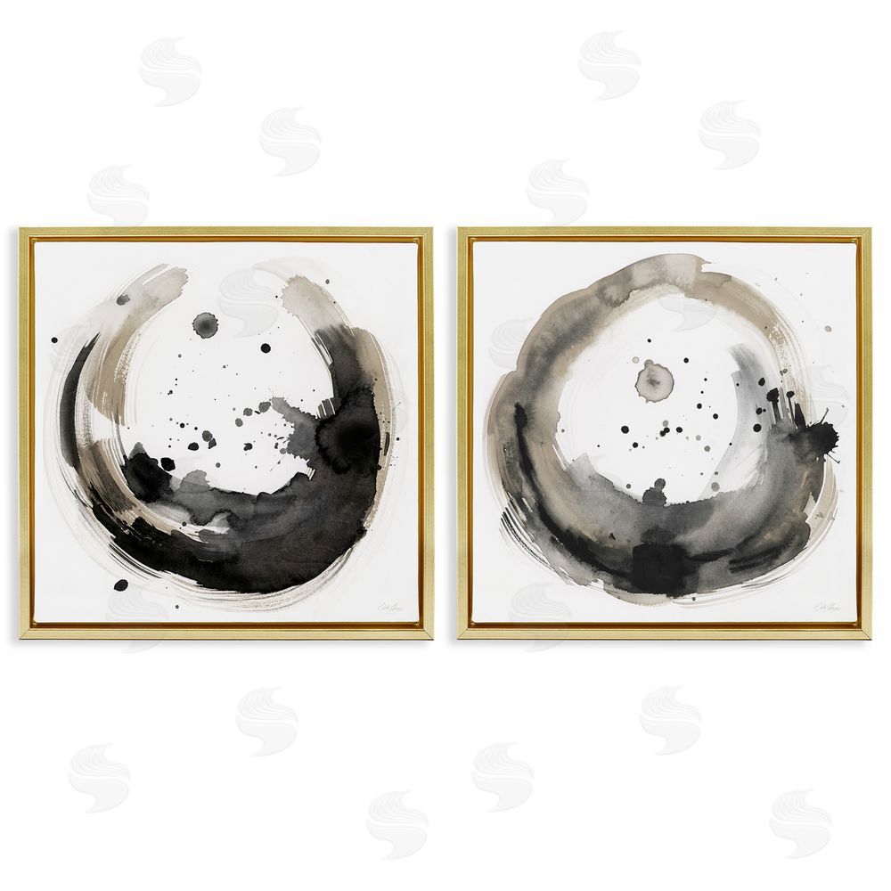Stella Chang Urban Infinity Abstract Circles Painting Gold Floating Frame Canvas Wall Art Print