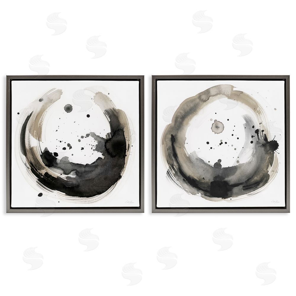 Stella Chang Urban Infinity Abstract Circles Painting Gray Floating Frame Canvas Wall Art Print