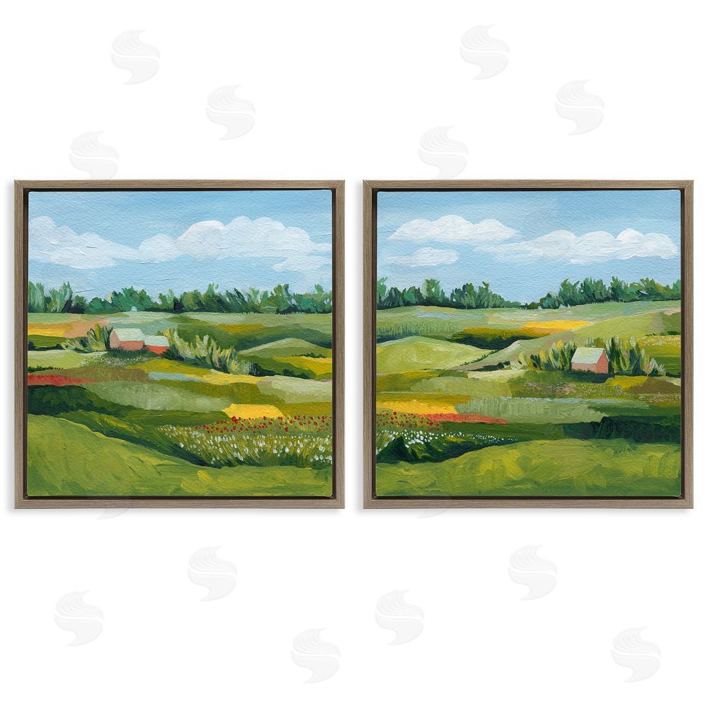 Grace Popp Rural Country Farm Pastures Brown Floating Frame Canvas Wall Art Print