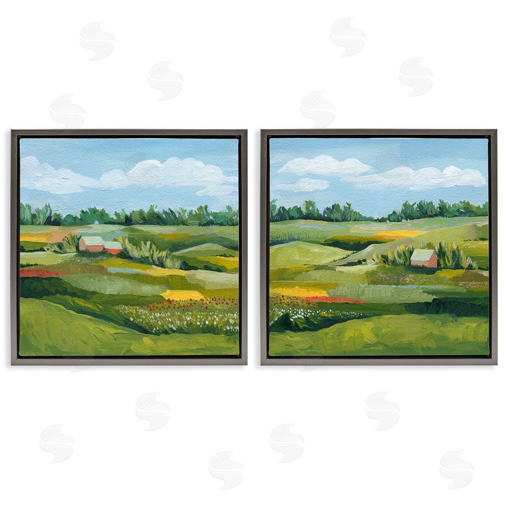 Grace Popp Rural Country Farm Pastures Gray Floating Frame Canvas Wall Art Print