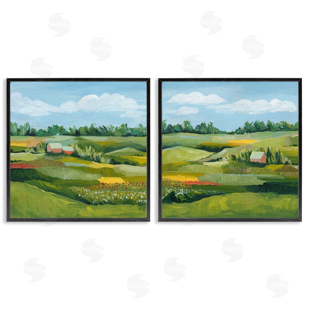 Grace Popp Rural Country Farm Pastures Black Framed Giclee Wall Art Print