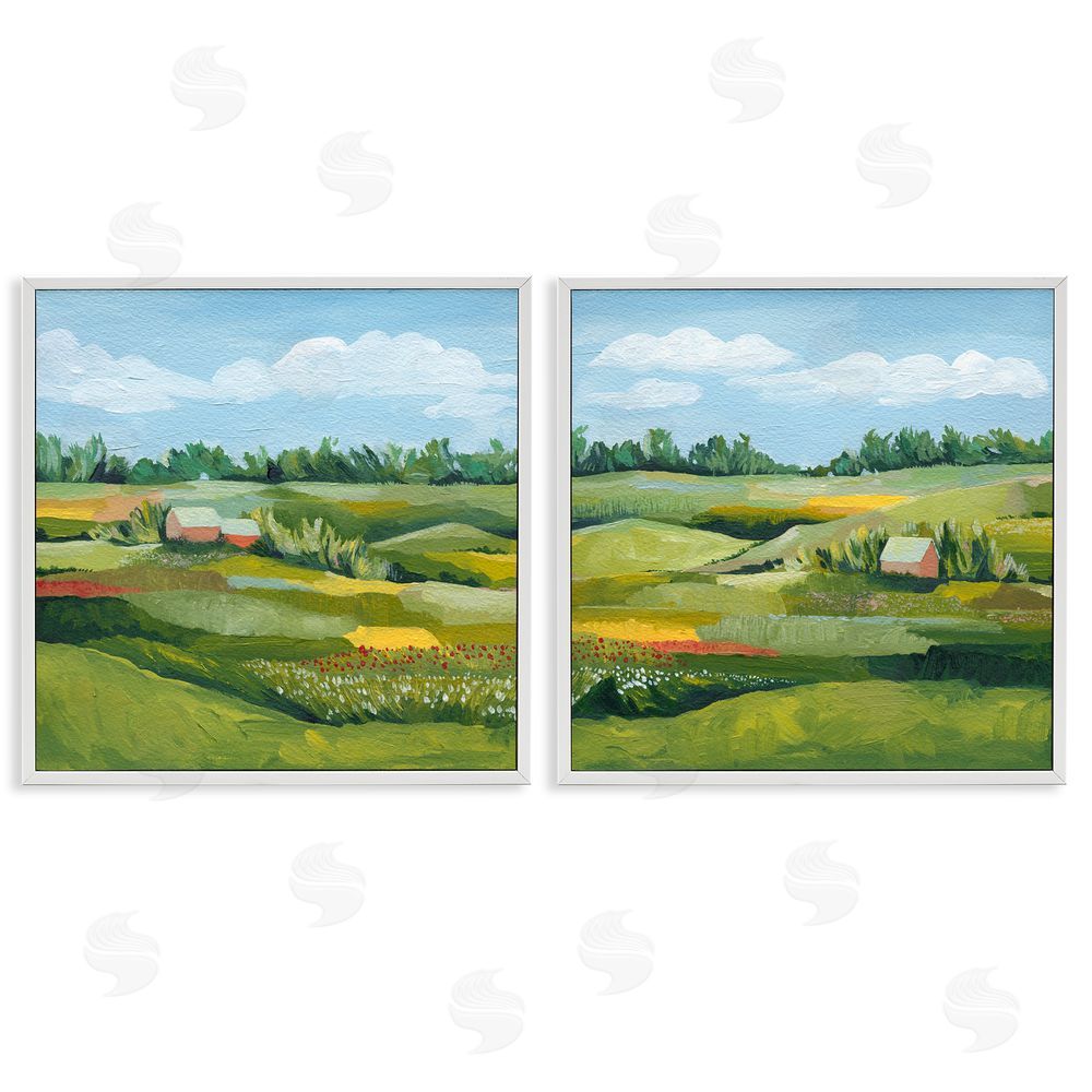 Grace Popp Rural Country Farm Pastures White Framed Giclee Wall Art Print