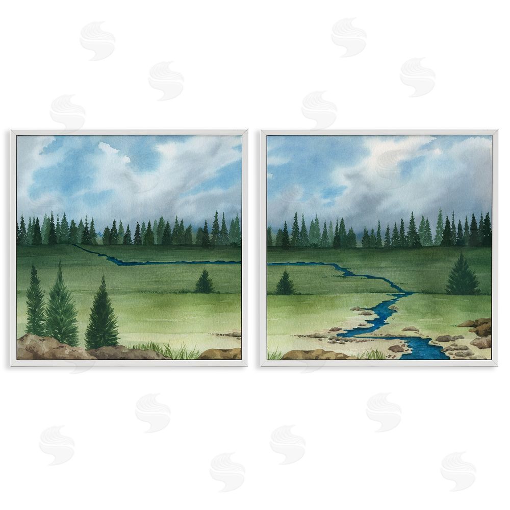 Grace Popp Distant Stream Trees Nature Landscape White Framed Giclee Wall Art Print