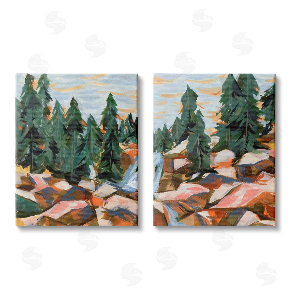 Melissa Wang Geometric Abstract Forest Foliage Landscape Canvas Wall Art Print