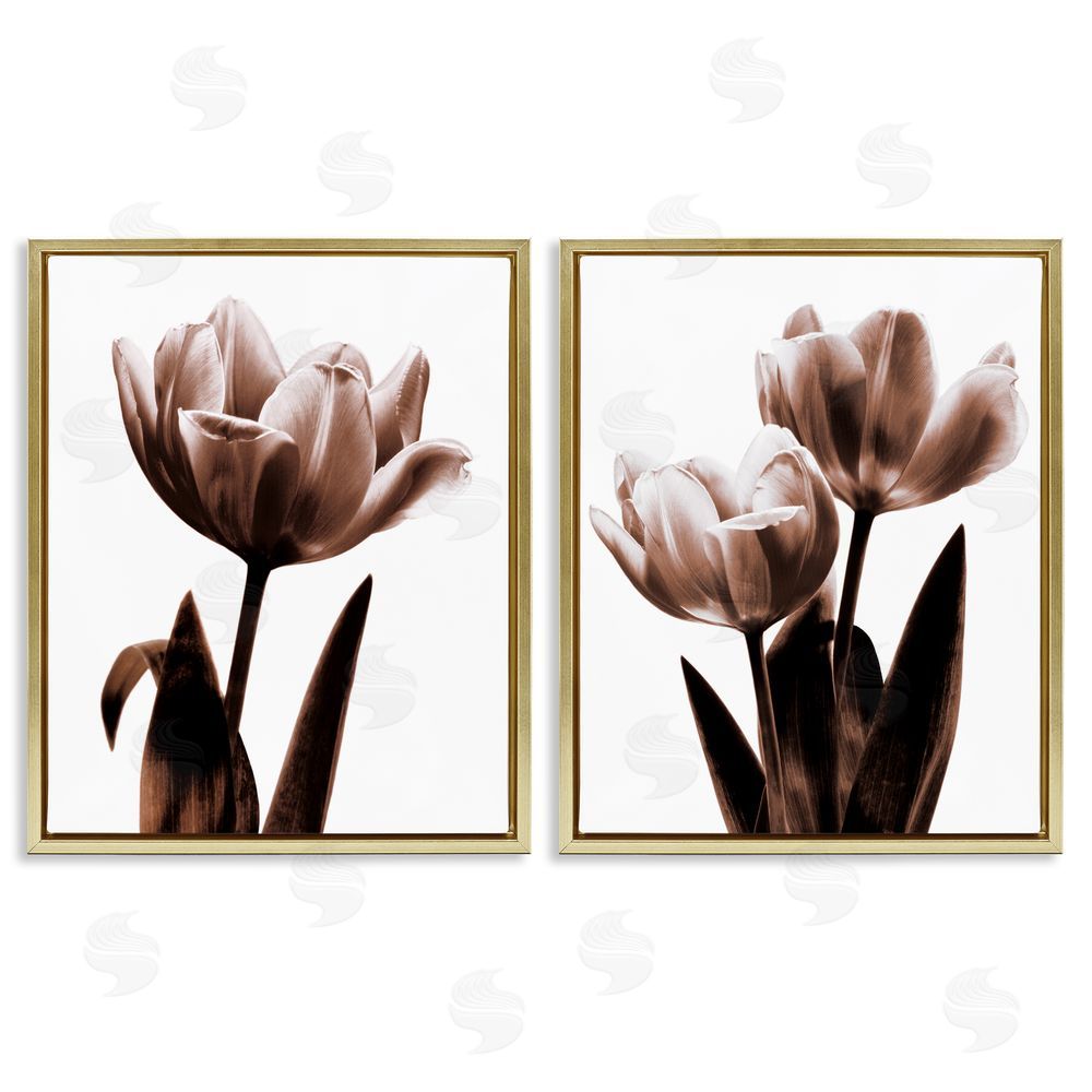 Caroline Kelly Contemporary Tulips Photography Gold Floating Frame Canvas Wall Art Print