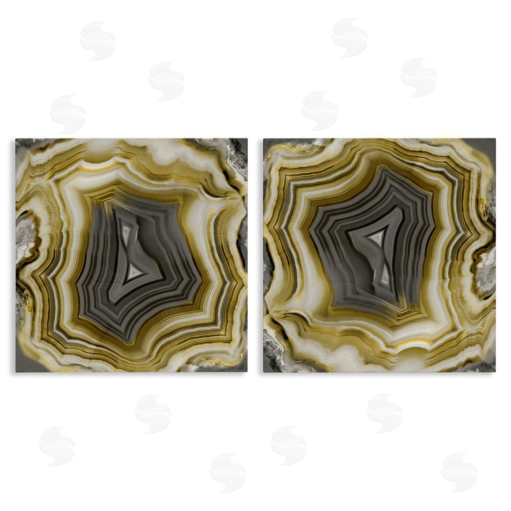 Danielle Carson Abstract Gold & Grey Agate Nature Canvas Wall Art Print
