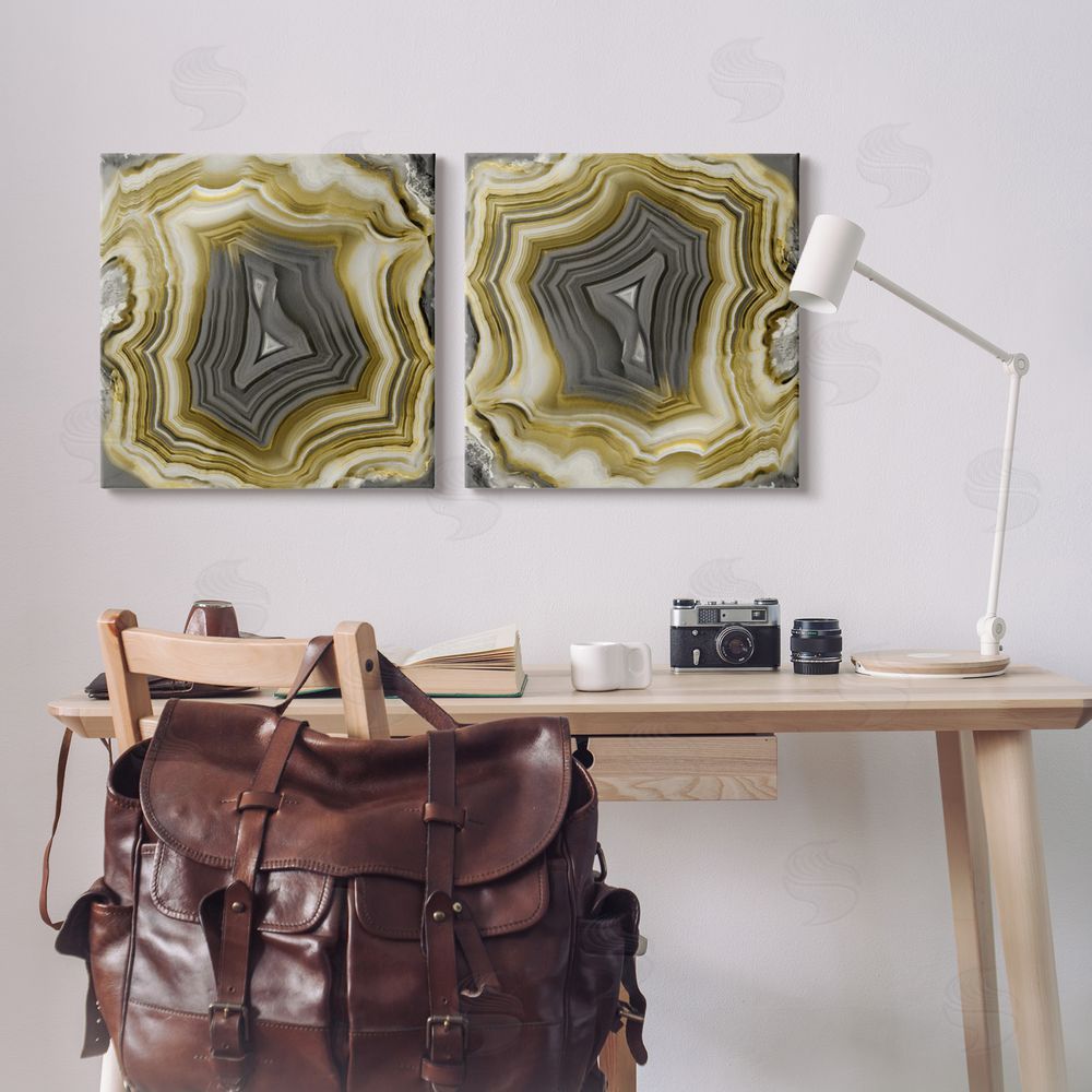 Danielle Carson Abstract Gold & Grey Agate Nature Canvas Wall Art Print in Room