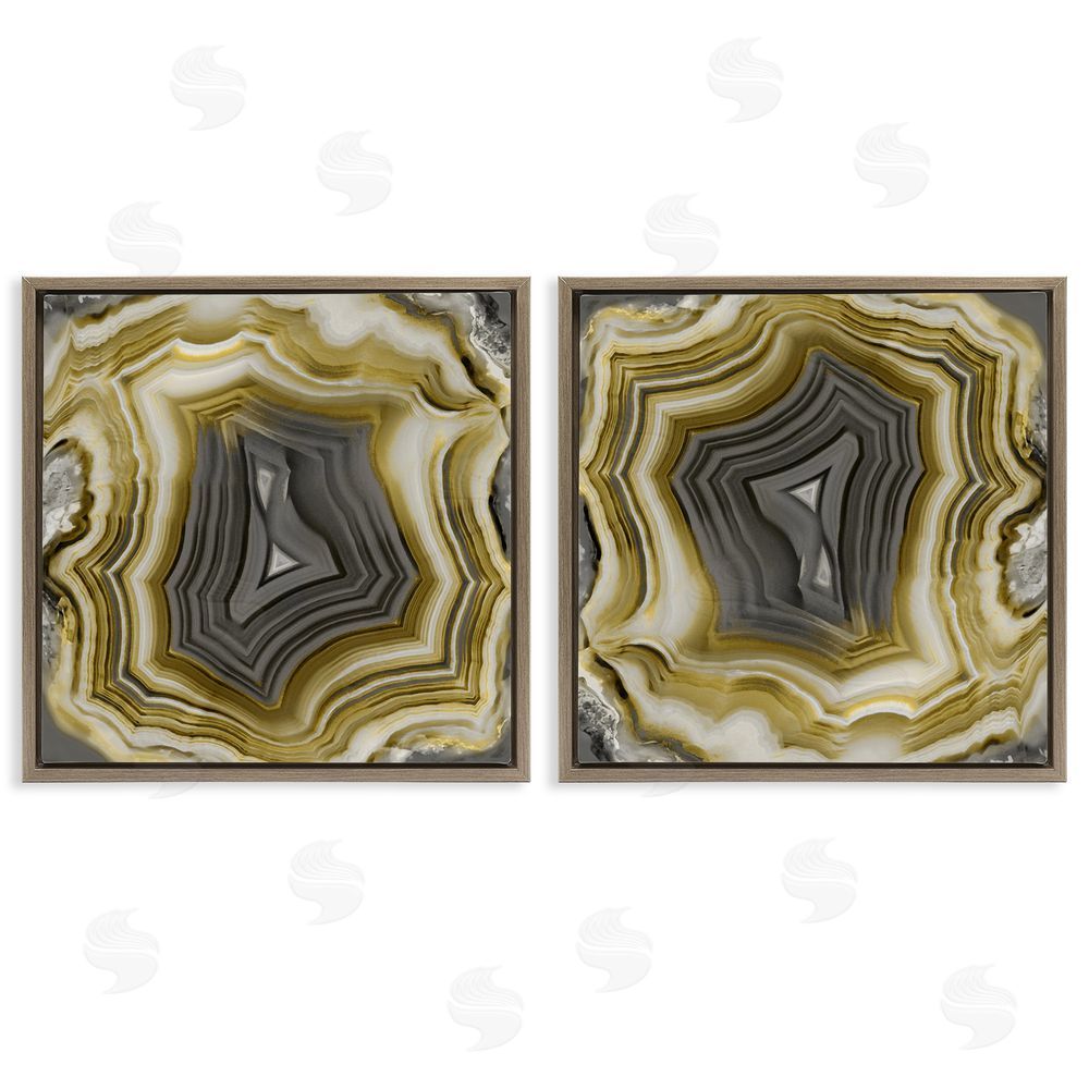 Danielle Carson Abstract Gold & Grey Agate Nature Brown Floating Frame Canvas Wall Art Print