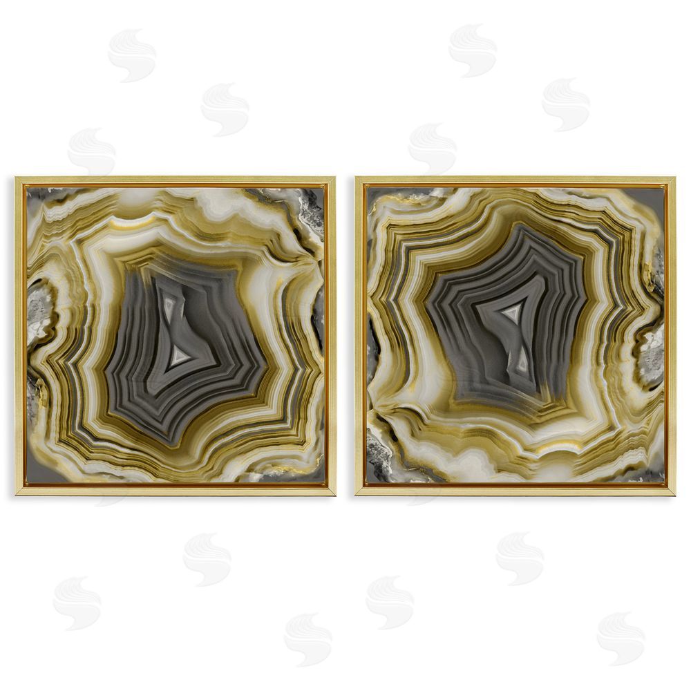Danielle Carson Abstract Gold & Grey Agate Nature Gold Floating Frame Canvas Wall Art Print