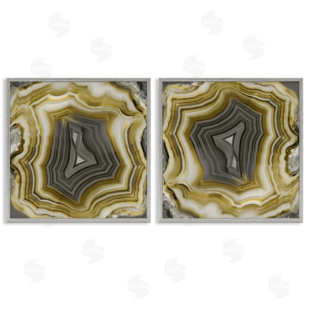 Danielle Carson Abstract Gold & Grey Agate Nature Gray Framed Giclee Wall Art Print