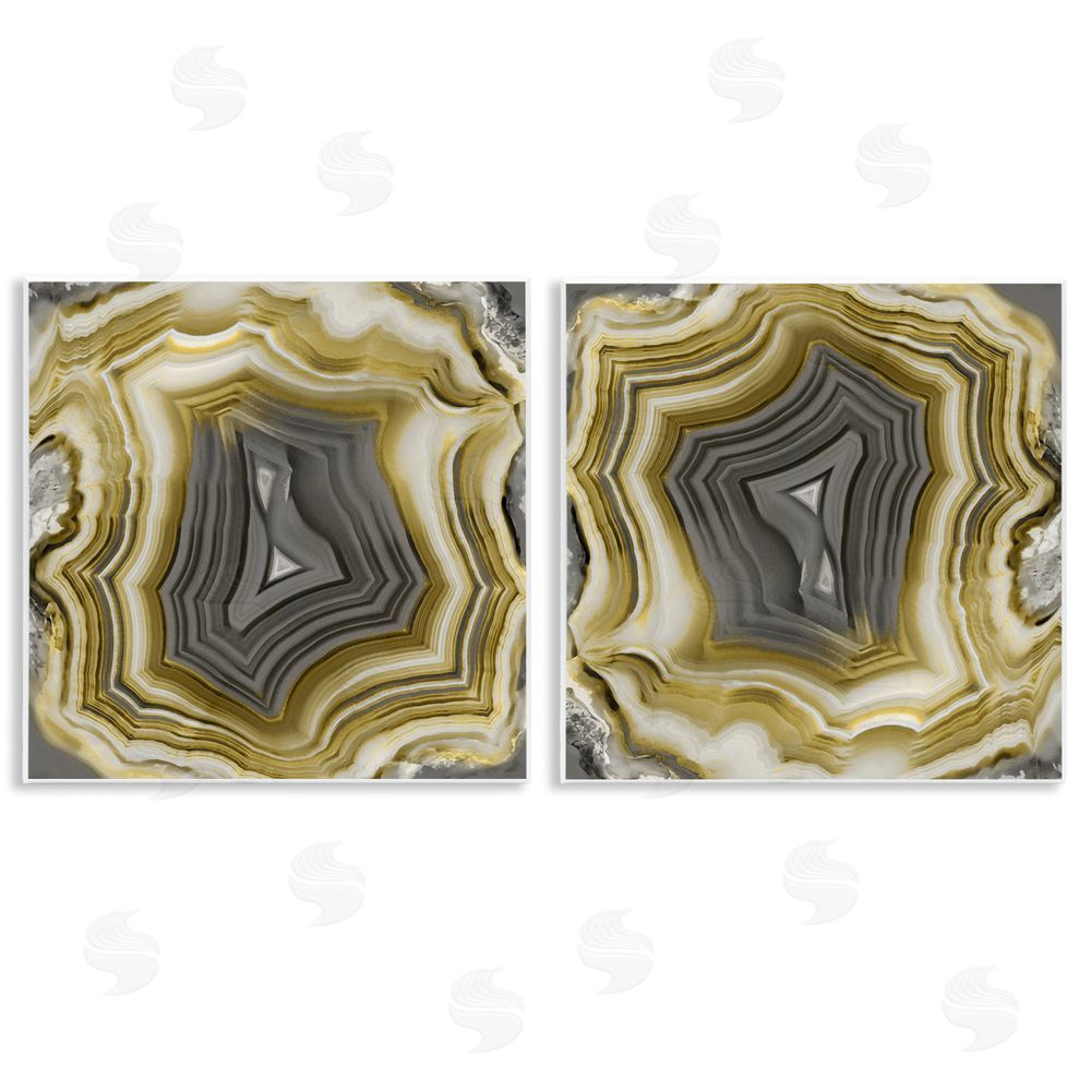 Danielle Carson Abstract Gold & Grey Agate Nature Wooden Wall Plaque Art Print