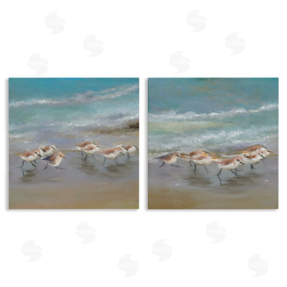 Rick Novak Sandpipers Flock Summer Beach Sand Canvas Wall Art Print