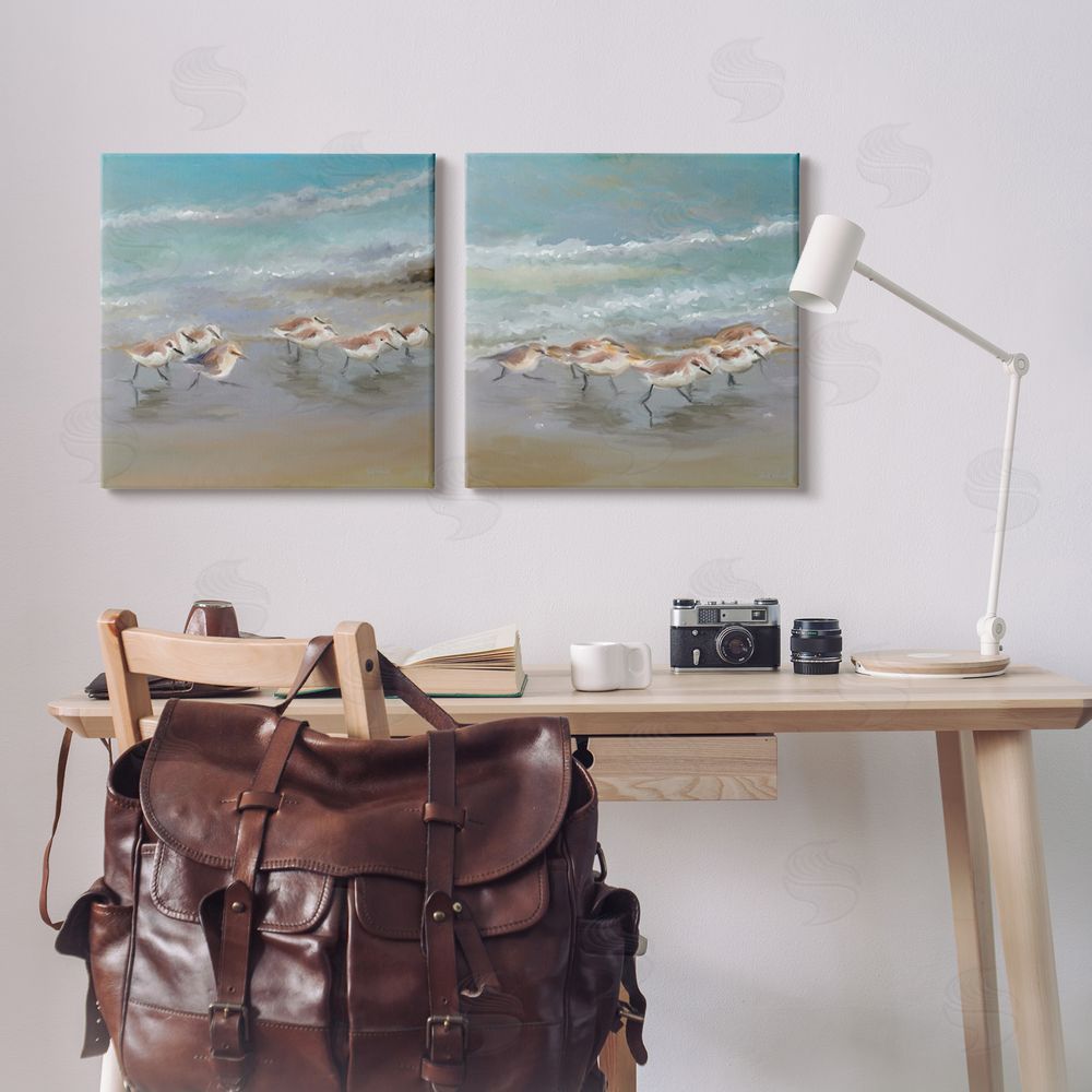 Rick Novak Sandpipers Flock Summer Beach Sand Canvas Wall Art Print in Room