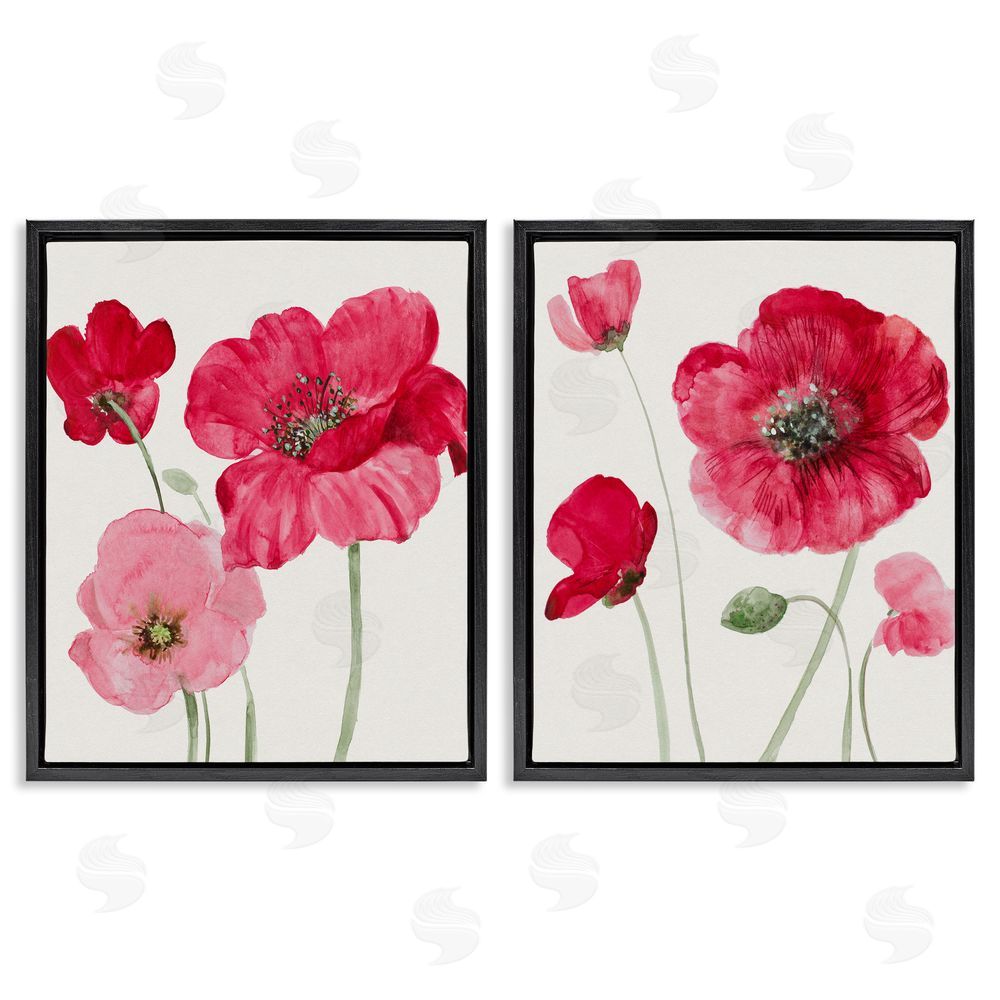 Lanie Loreth Bold Red Poppies Romantic Blooms Black Floating Frame Canvas Wall Art Print