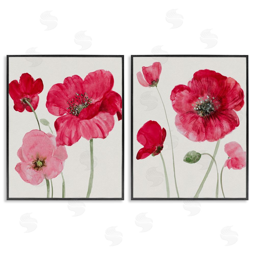Lanie Loreth Bold Red Poppies Romantic Blooms Black Framed Giclee Wall Art Print