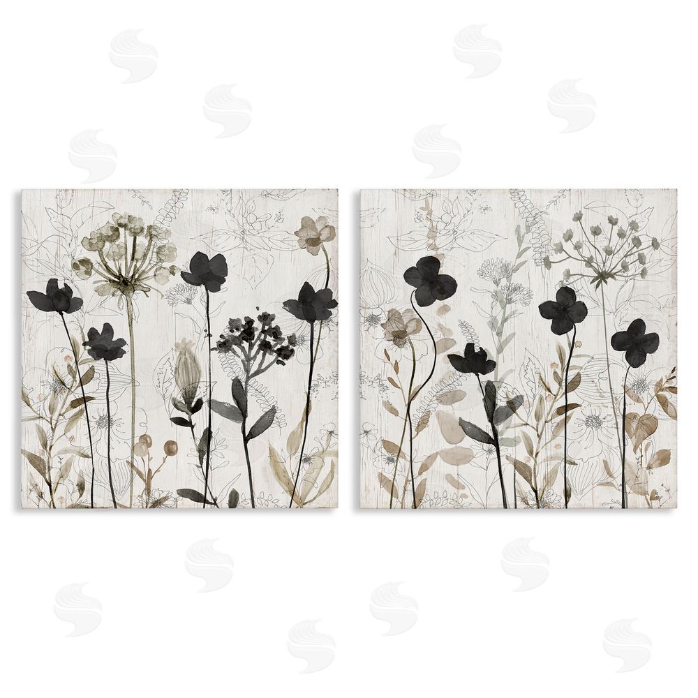 Livi Finn Neutral Flower Hues Rustic Boho Canvas Wall Art Print