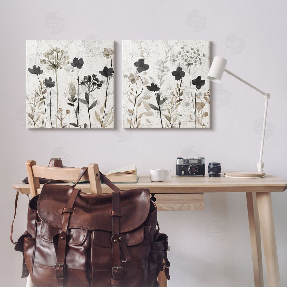 Livi Finn Neutral Flower Hues Rustic Boho Canvas Wall Art Print in Room