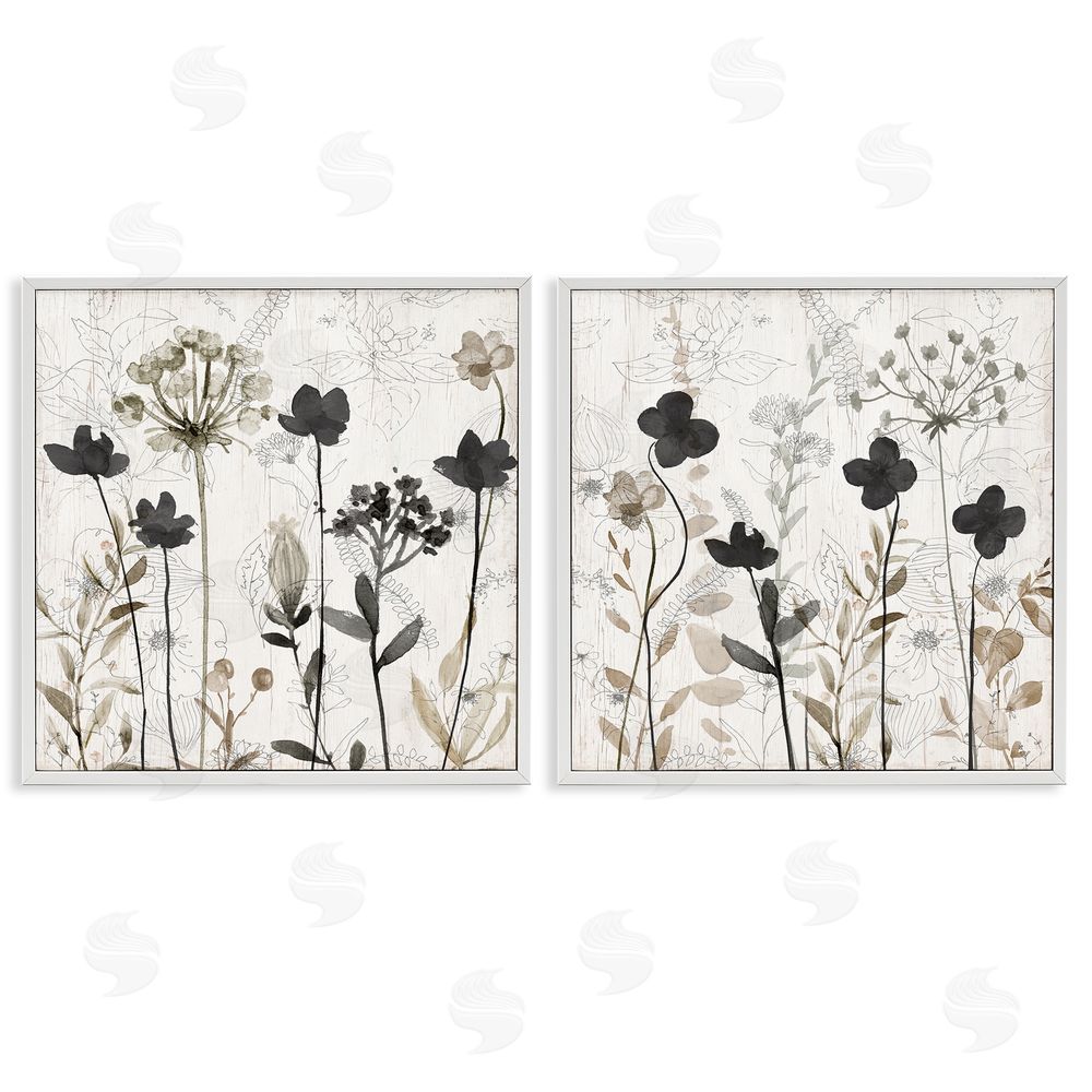 Livi Finn Neutral Flower Hues Rustic Boho White Framed Giclee Wall Art Print