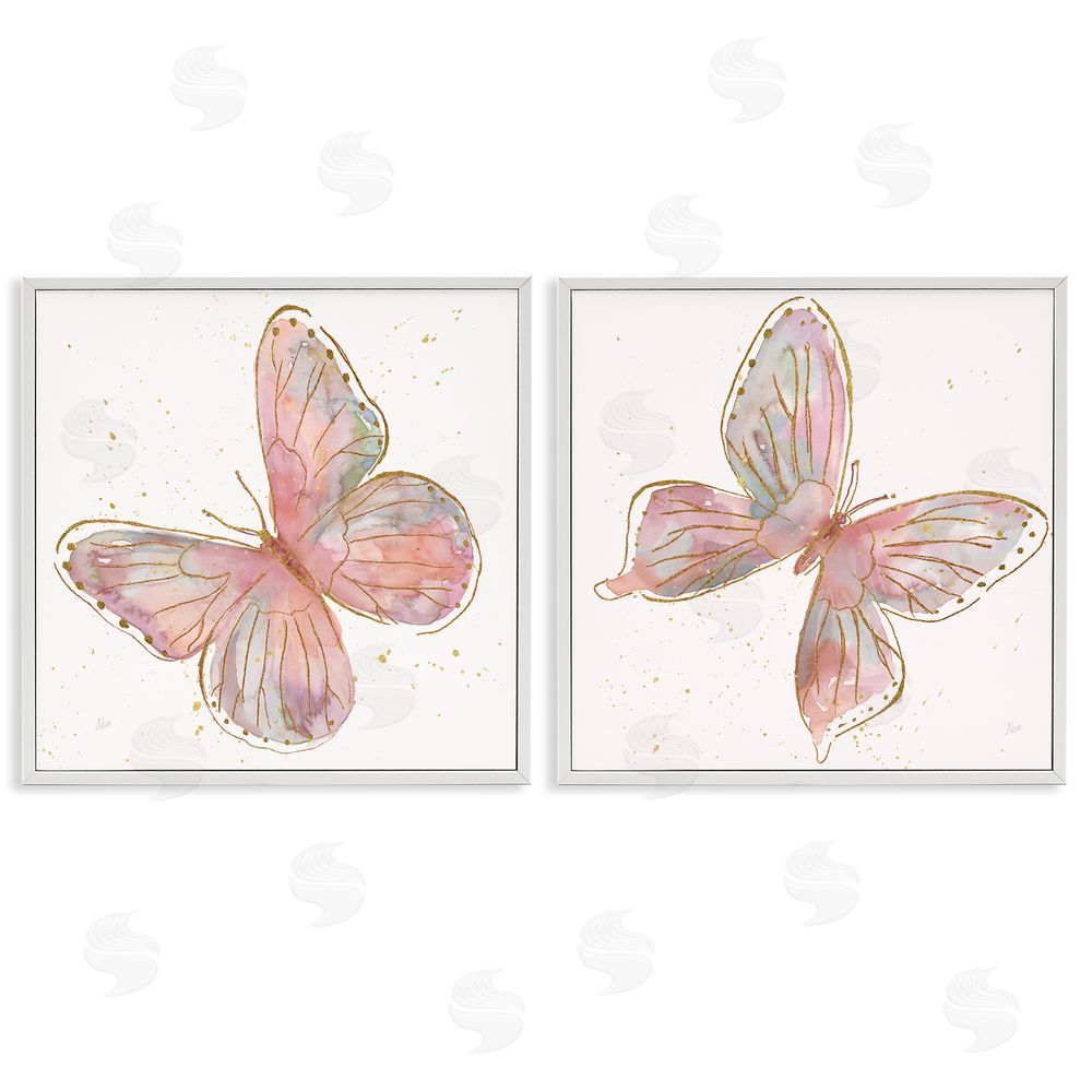 Nan Pink & Glam Butterflies Nature White Framed Giclee Wall Art Print