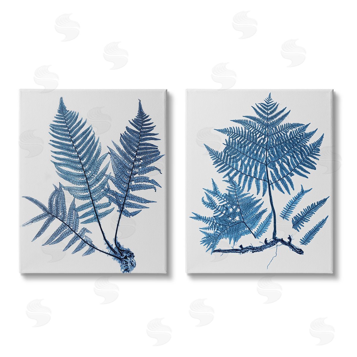 Graffitee Studios Bold Blue Ferns Woodland Nature Canvas Wall Art Print