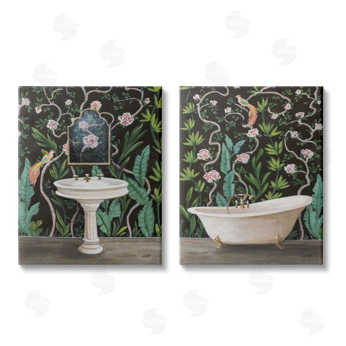 Julia Purinton Tropical Patterned Bathroom Canvas Wall Art Print