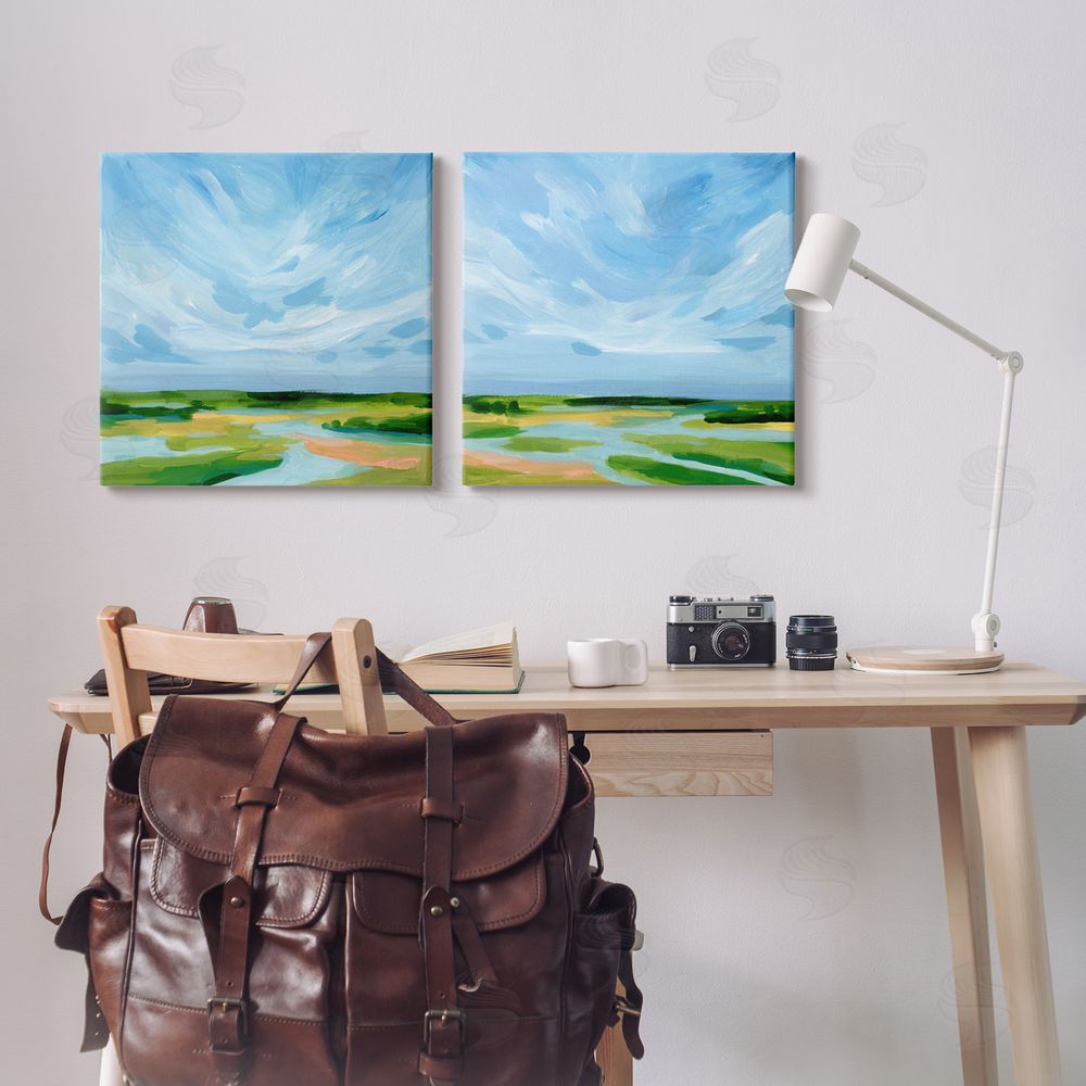Victoria Barnes River Landscape Painting Canvas Wall Art Print in Room