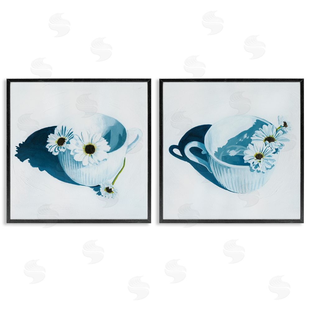 Grace Popp Floral Sprigs in Teacup Black Framed Giclee Wall Art Print