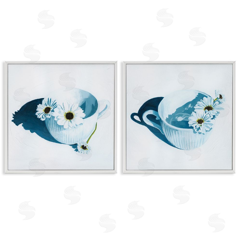 Grace Popp Floral Sprigs in Teacup White Framed Giclee Wall Art Print