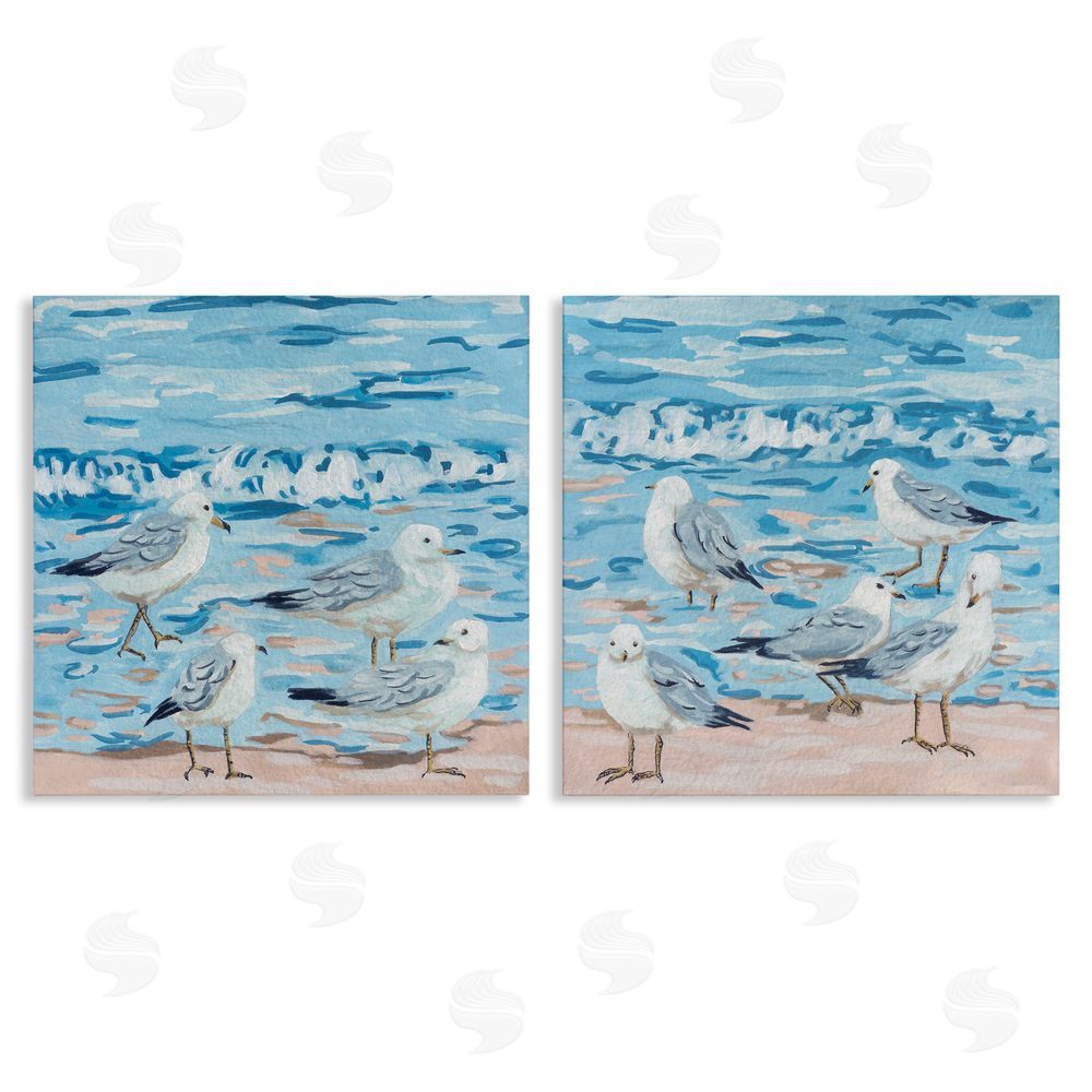 Melissa Wang Sandpipers on Shore Painting Canvas Wall Art Print
