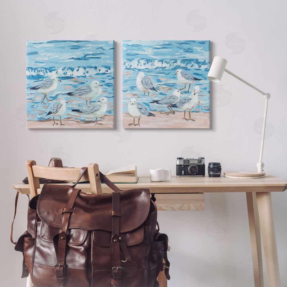 Melissa Wang Sandpipers on Shore Painting Canvas Wall Art Print in Room