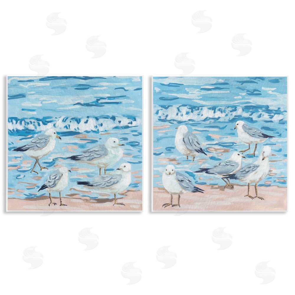 Melissa Wang Sandpipers on Shore Painting Wooden Wall Plaque Art Print