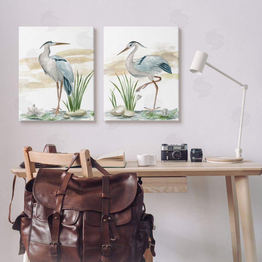 Melissa Wang Herons on Marsh Shore Canvas Wall Art Print in Room