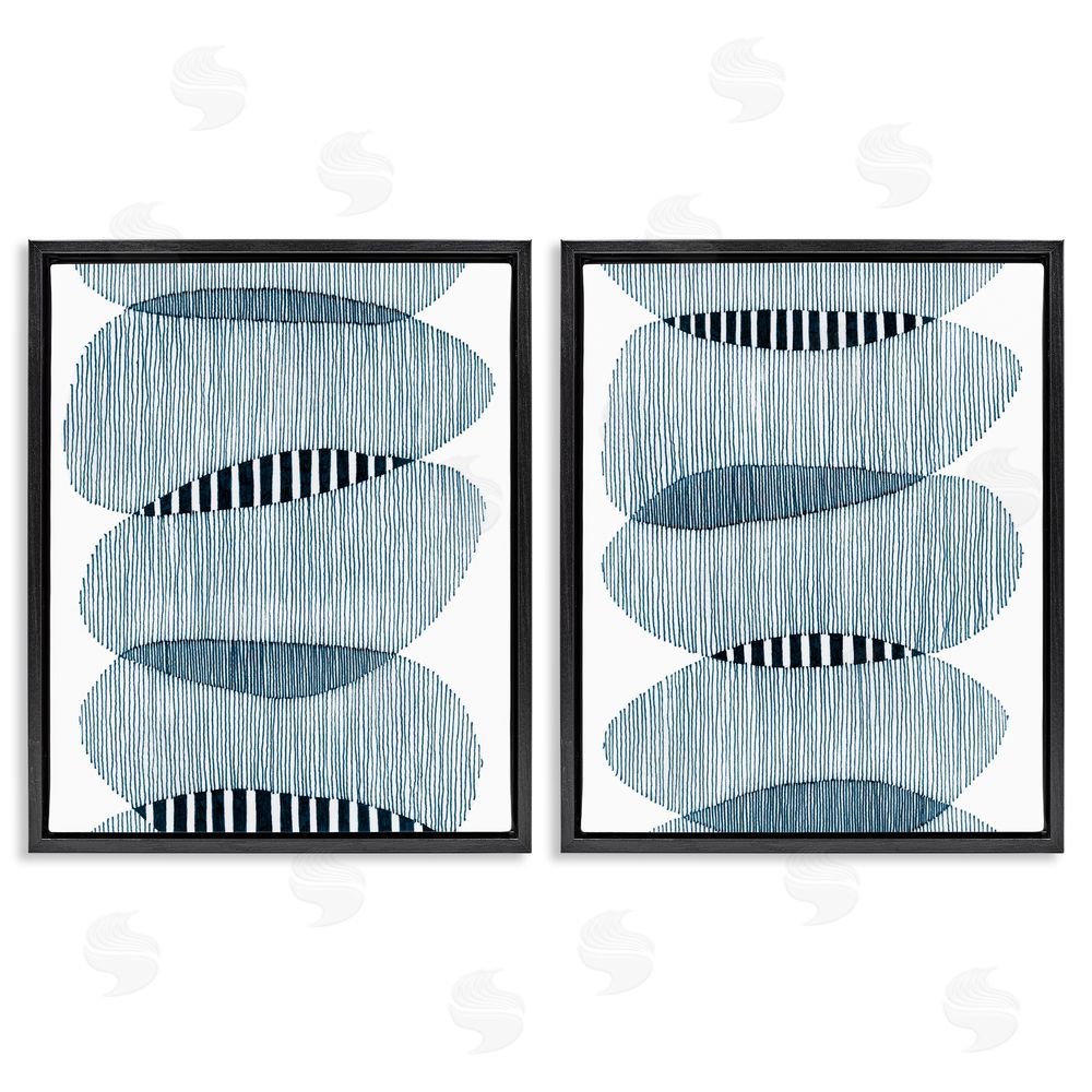 Nikki Galapon Overlapping Circles Abstraction Black Floating Frame Canvas Wall Art Print