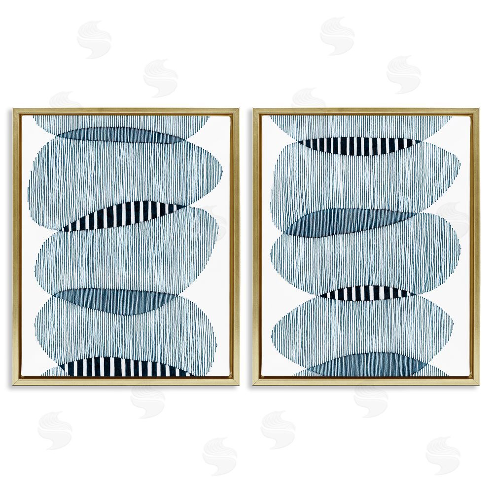 Nikki Galapon Overlapping Circles Abstraction Gold Floating Frame Canvas Wall Art Print