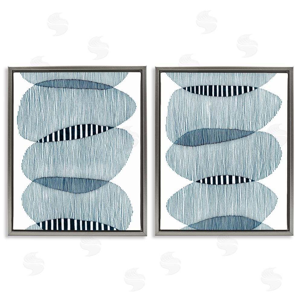 Nikki Galapon Overlapping Circles Abstraction Gray Floating Frame Canvas Wall Art Print