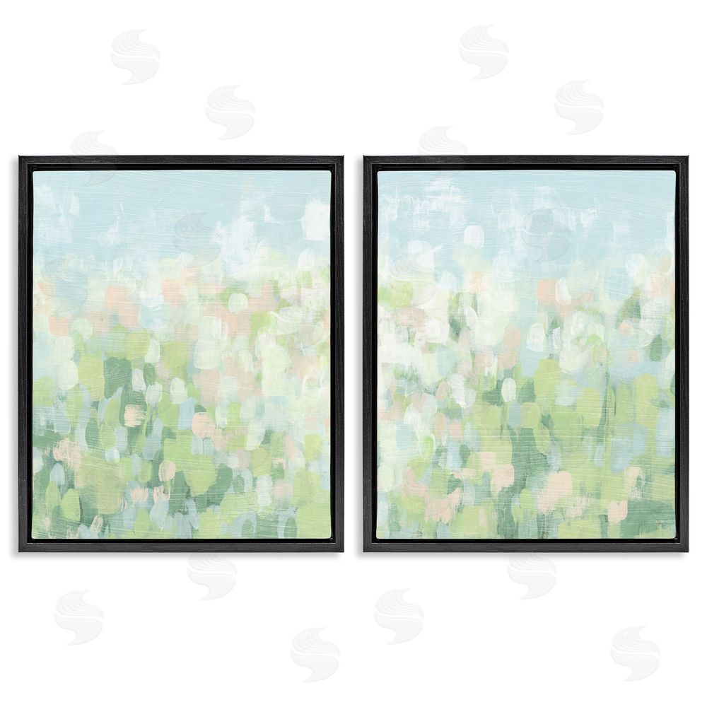 June Erica Vess Abstract Meadow Landscape Black Floating Frame Canvas Wall Art Print