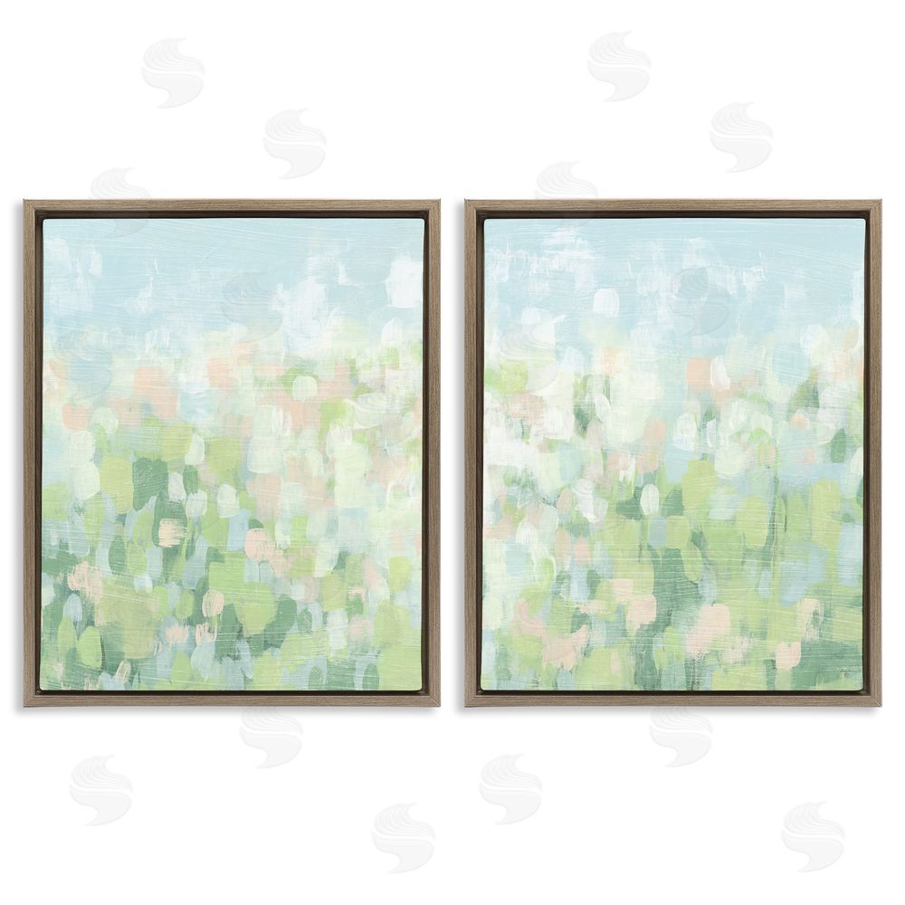 June Erica Vess Abstract Meadow Landscape Brown Floating Frame Canvas Wall Art Print