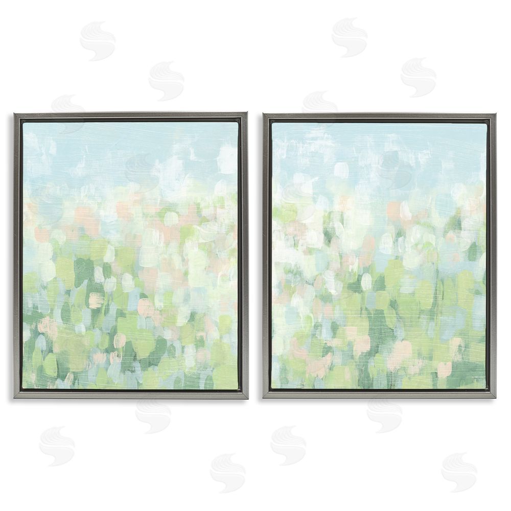 June Erica Vess Abstract Meadow Landscape Gray Floating Frame Canvas Wall Art Print