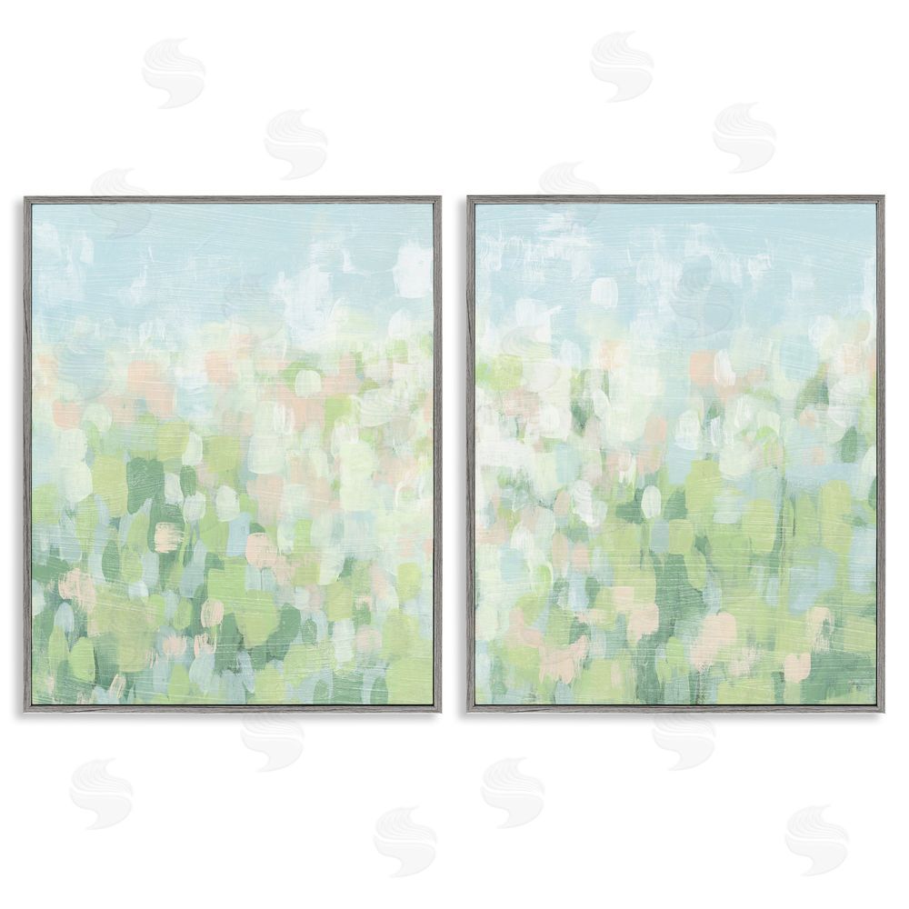 June Erica Vess Abstract Meadow Landscape Gray Framed Giclee Wall Art Print