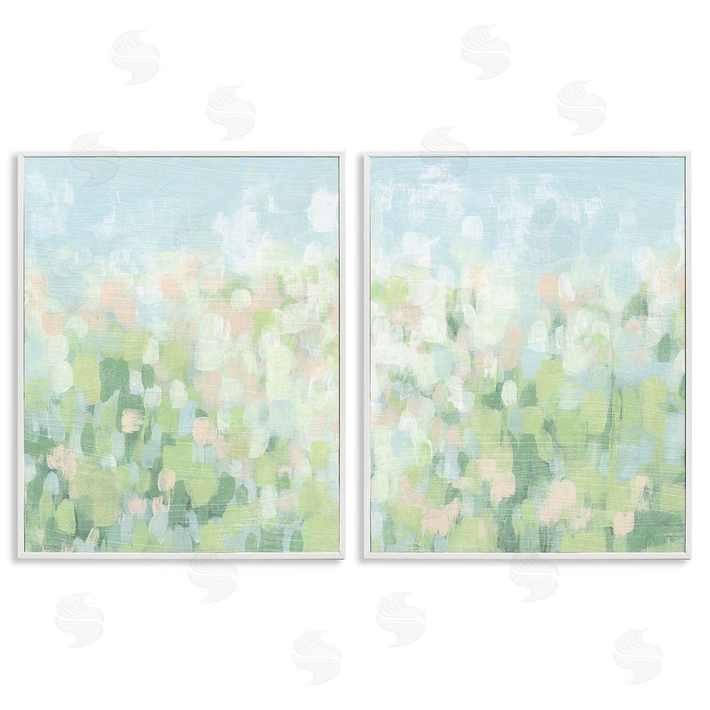 June Erica Vess Abstract Meadow Landscape White Framed Giclee Wall Art Print