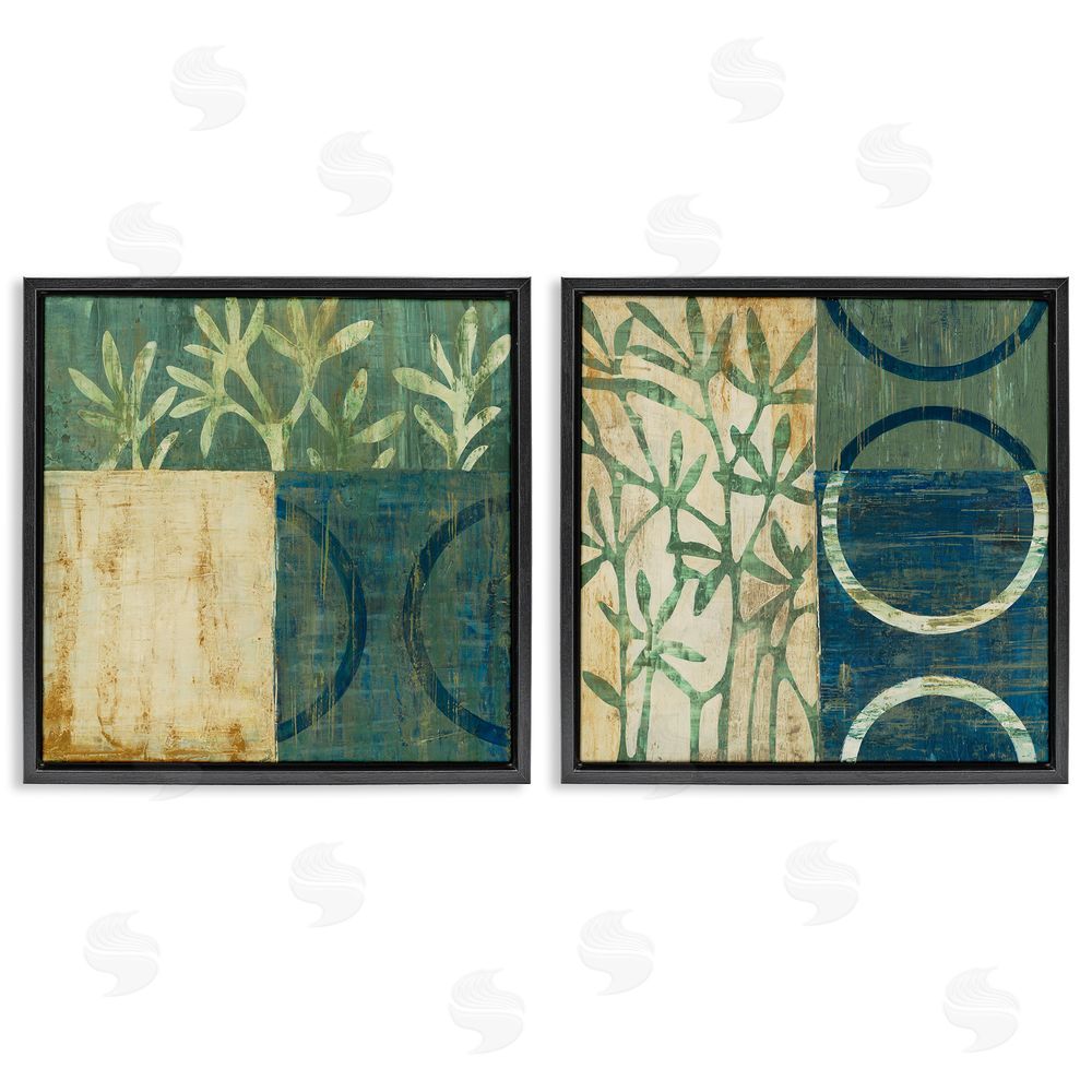 Liz Jardine Modern Botanical Shapes Black Floating Frame Canvas Wall Art Print