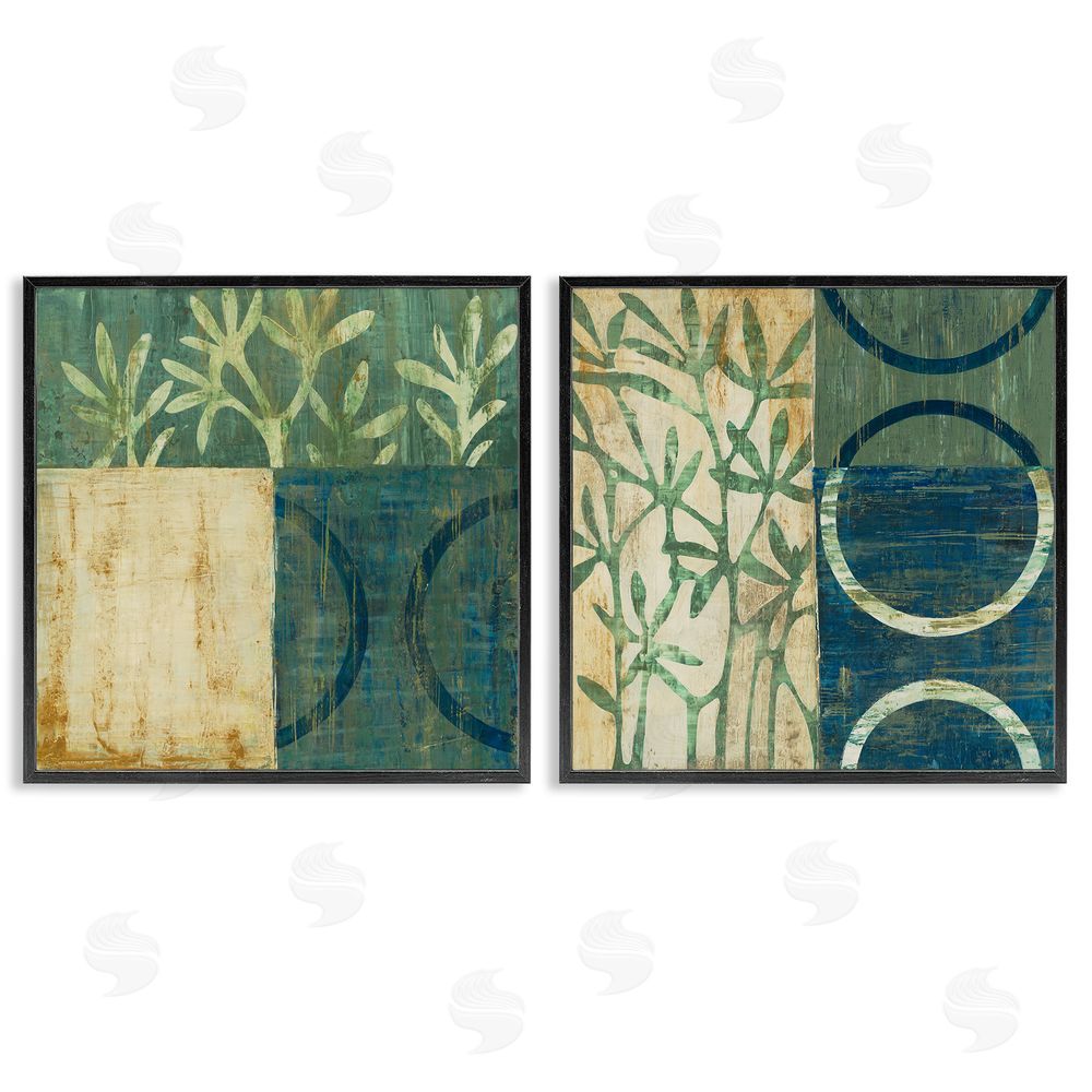 Liz Jardine Modern Botanical Shapes Black Framed Giclee Wall Art Print