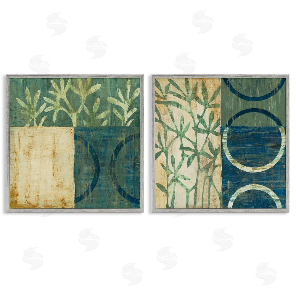 Liz Jardine Modern Botanical Shapes Gray Framed Giclee Wall Art Print