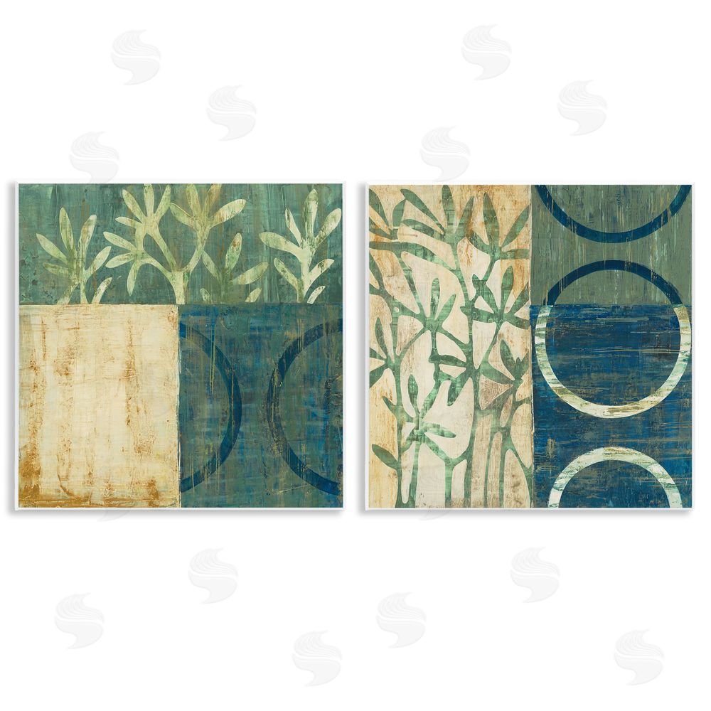 Liz Jardine Modern Botanical Shapes Wooden Wall Plaque Art Print