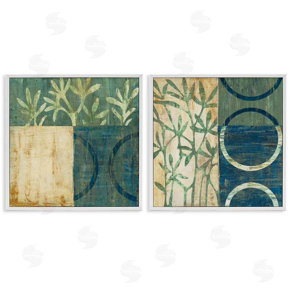 Liz Jardine Modern Botanical Shapes White Framed Giclee Wall Art Print