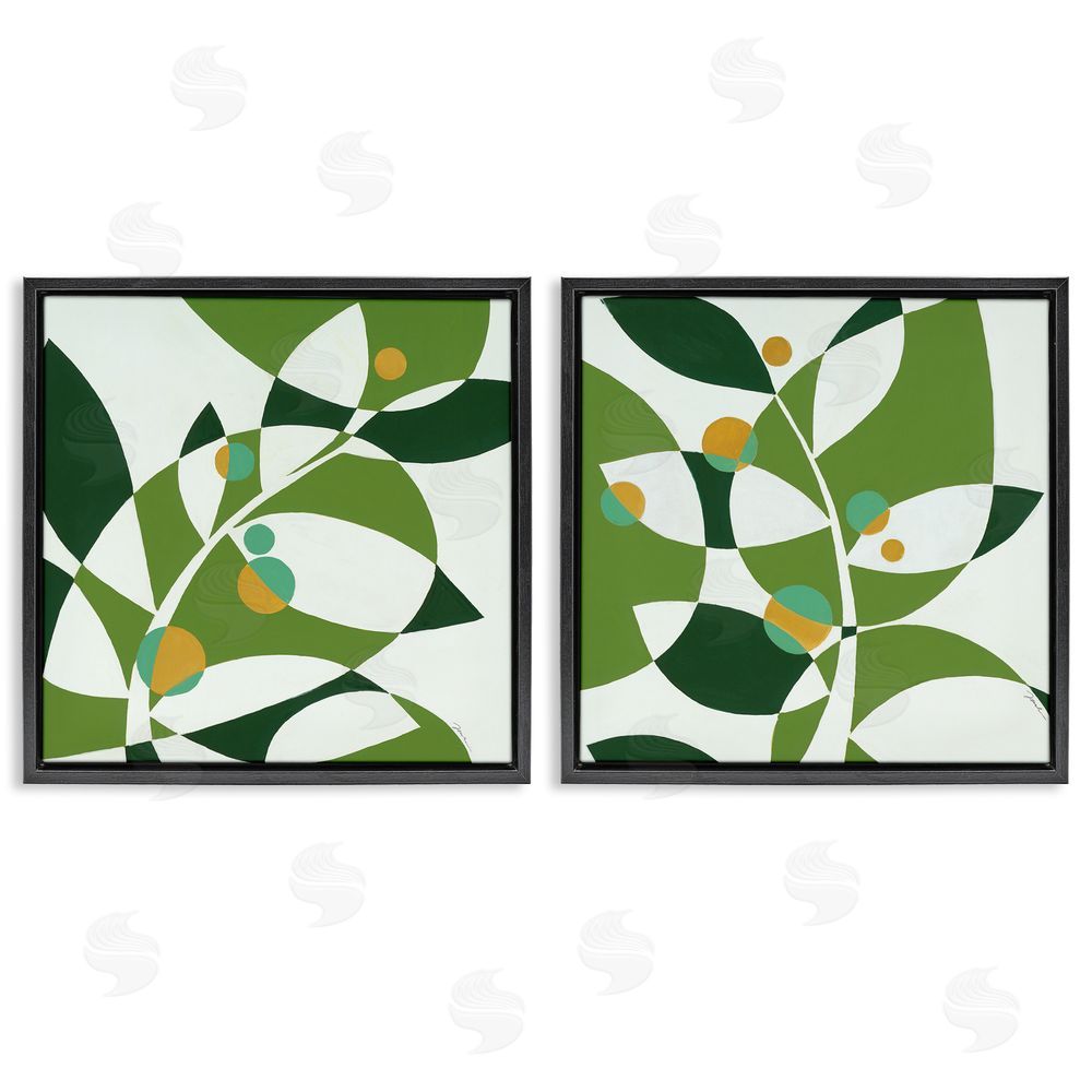 Liz Jardine Tropical Leaves Abstraction Black Floating Frame Canvas Wall Art Print