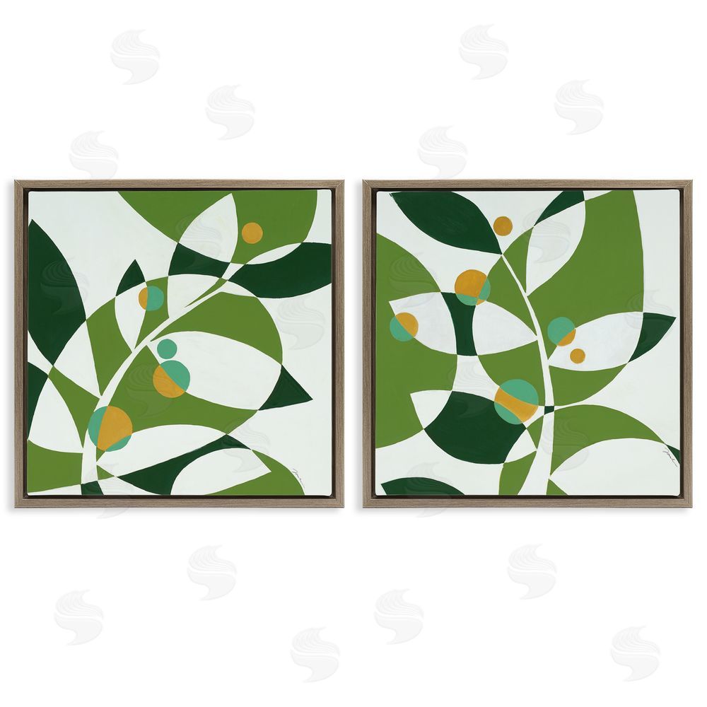 Liz Jardine Tropical Leaves Abstraction Brown Floating Frame Canvas Wall Art Print
